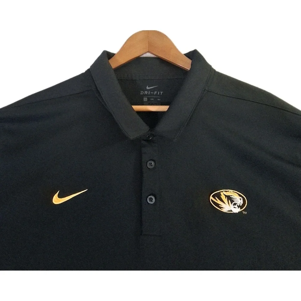 Nike Dri-FIT Missouri Tigers Polo‎ Shirt Mens 3XL Black Mizzou NCAA Golf Top
